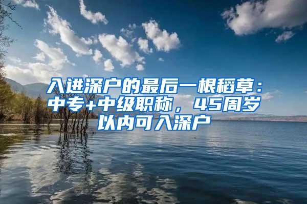 入进深户的最后一根稻草：中专+中级职称，45周岁以内可入深户