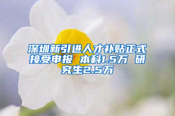 深圳新引进人才补贴正式接受申报 本科1.5万 研究生2.5万