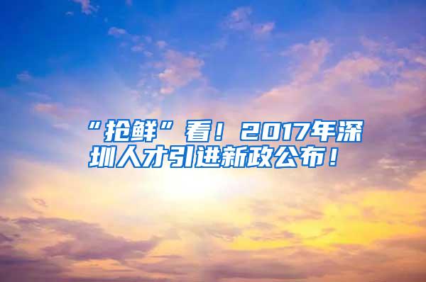 “抢鲜”看！2017年深圳人才引进新政公布！