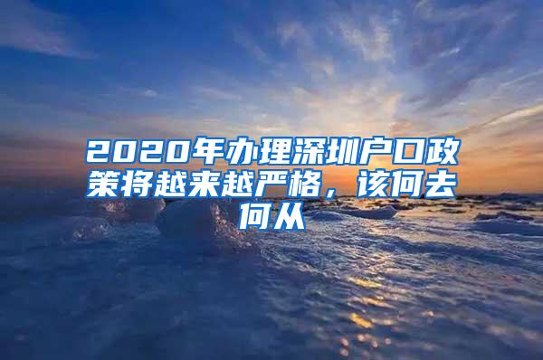 2020年办理深圳户口政策将越来越严格，该何去何从