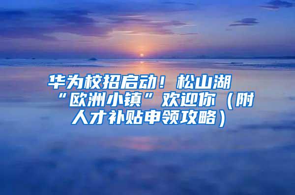 华为校招启动！松山湖“欧洲小镇”欢迎你（附人才补贴申领攻略）