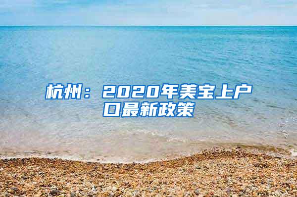 杭州：2020年美宝上户口最新政策