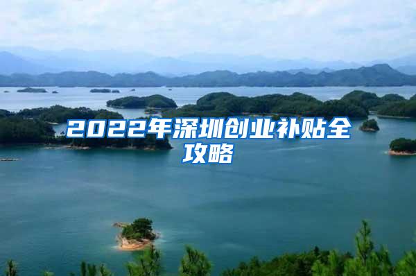 2022年深圳创业补贴全攻略