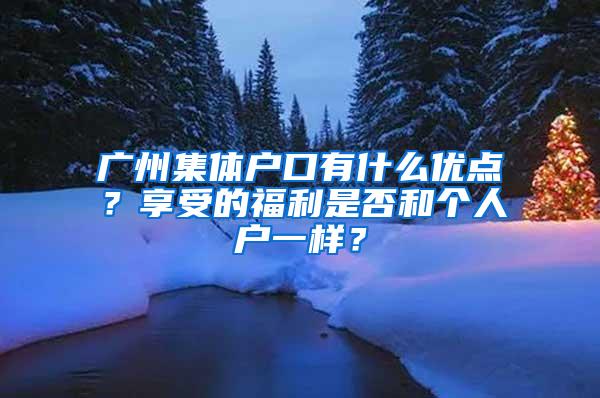 广州集体户口有什么优点？享受的福利是否和个人户一样？