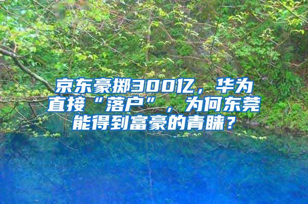 京东豪掷300亿，华为直接“落户”，为何东莞能得到富豪的青睐？