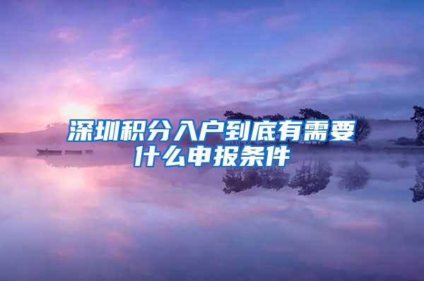 深圳积分入户到底有需要什么申报条件