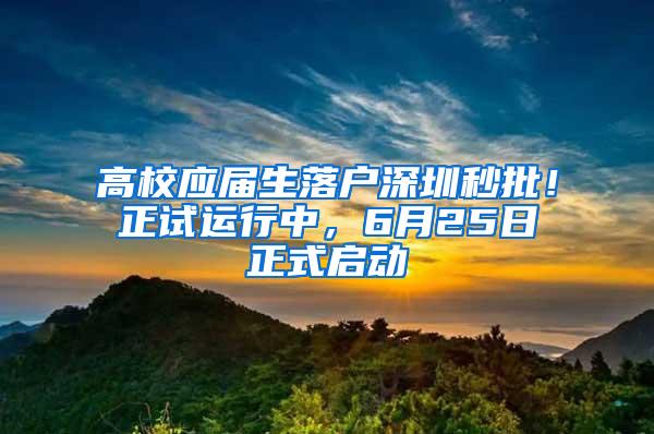 高校应届生落户深圳秒批！正试运行中，6月25日正式启动