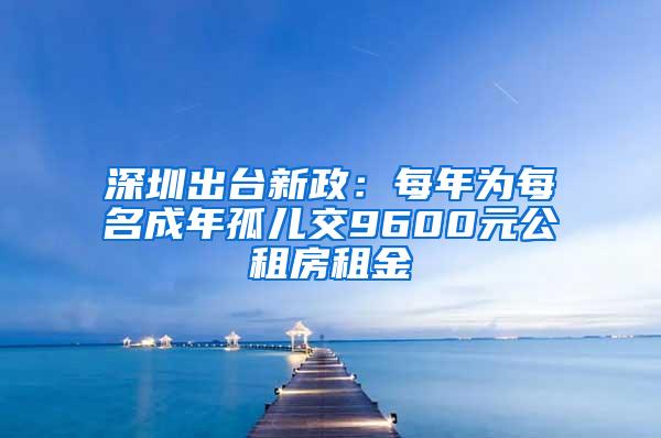 深圳出台新政：每年为每名成年孤儿交9600元公租房租金