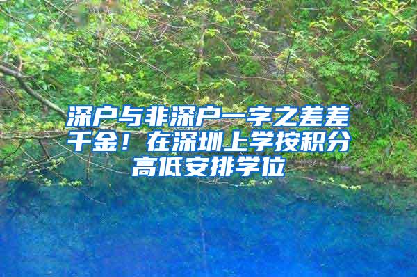 深户与非深户一字之差差千金！在深圳上学按积分高低安排学位