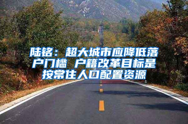 陆铭：超大城市应降低落户门槛 户籍改革目标是按常住人口配置资源