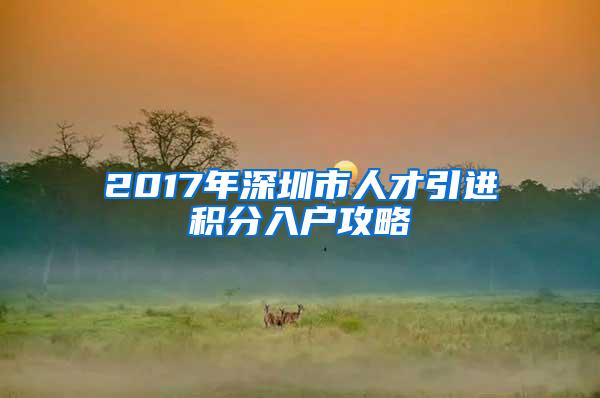 2017年深圳市人才引进积分入户攻略