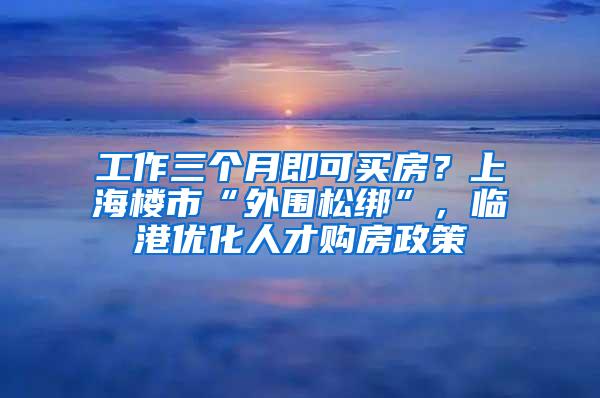 工作三个月即可买房？上海楼市“外围松绑”，临港优化人才购房政策