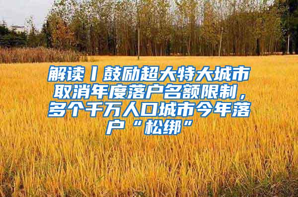 解读丨鼓励超大特大城市取消年度落户名额限制，多个千万人口城市今年落户“松绑”