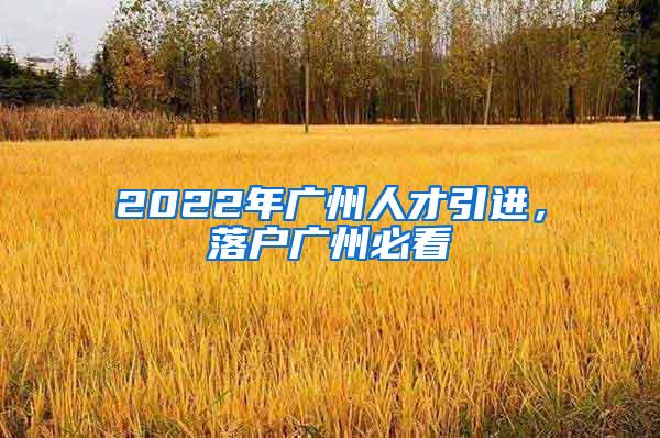 2022年广州人才引进，落户广州必看