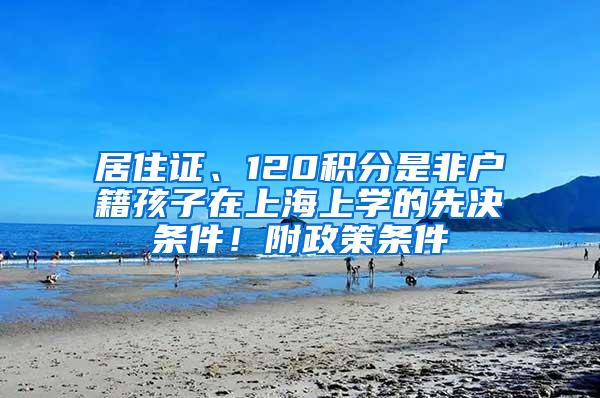 居住证、120积分是非户籍孩子在上海上学的先决条件！附政策条件