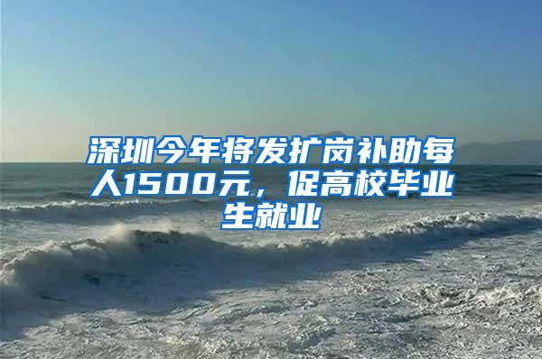 深圳今年将发扩岗补助每人1500元，促高校毕业生就业