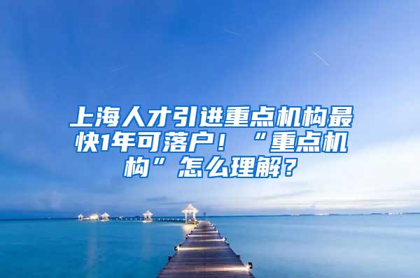 上海人才引进重点机构最快1年可落户！“重点机构”怎么理解？