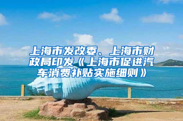 上海市发改委、上海市财政局印发《上海市促进汽车消费补贴实施细则》