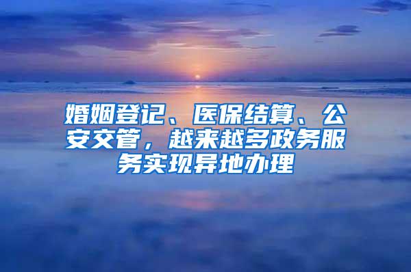 婚姻登记、医保结算、公安交管，越来越多政务服务实现异地办理