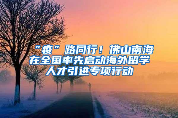 “疫”路同行！佛山南海在全国率先启动海外留学人才引进专项行动