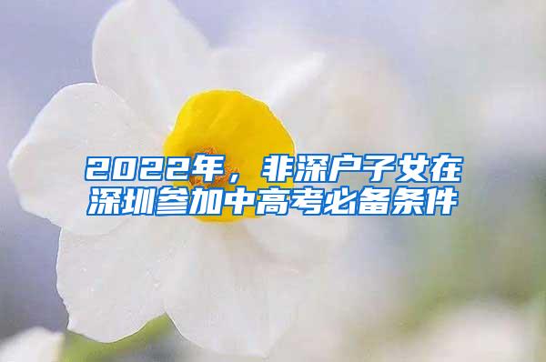 2022年，非深户子女在深圳参加中高考必备条件