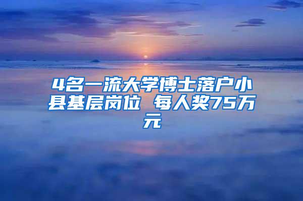 4名一流大学博士落户小县基层岗位 每人奖75万元