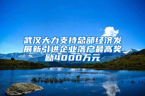 武汉大力支持总部经济发展新引进企业落户最高奖励4000万元