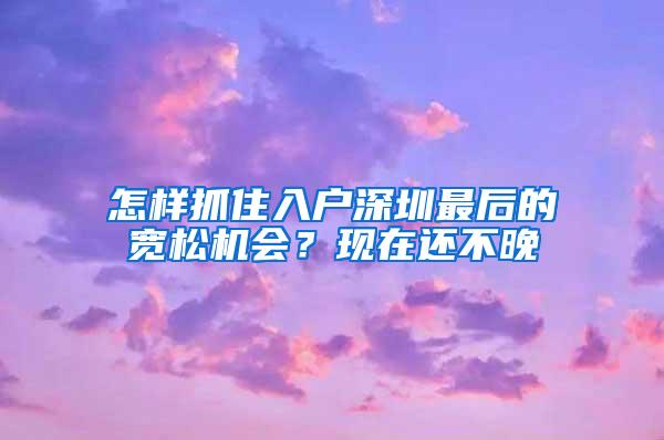 怎样抓住入户深圳最后的宽松机会？现在还不晚