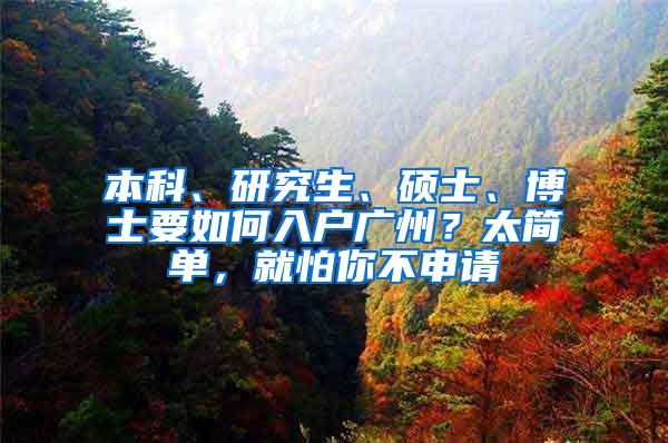 本科、研究生、硕士、博士要如何入户广州？太简单，就怕你不申请