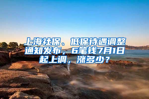 上海社保、低保待遇调整通知发布，6笔钱7月1日起上调，涨多少？