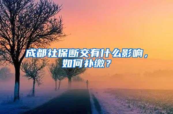 成都社保断交有什么影响，如何补缴？