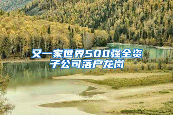 又一家世界500强全资子公司落户龙岗