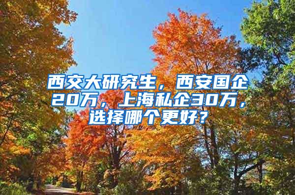 西交大研究生，西安国企20万，上海私企30万，选择哪个更好？