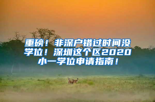 重磅！非深户错过时间没学位！深圳这个区2020小一学位申请指南！