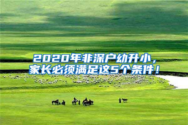 2020年非深户幼升小，家长必须满足这5个条件！