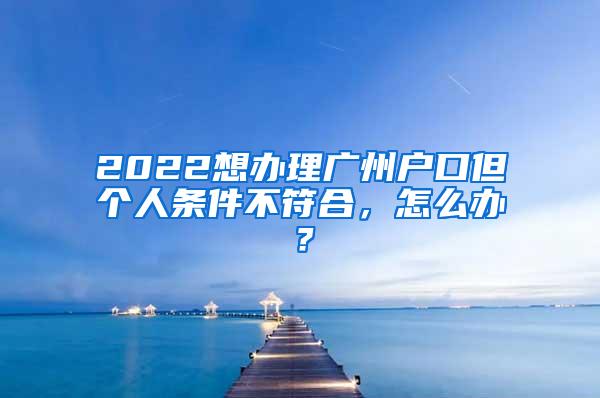 2022想办理广州户口但个人条件不符合，怎么办？