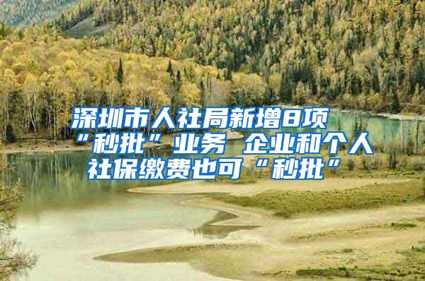 深圳市人社局新增8项“秒批”业务 企业和个人社保缴费也可“秒批”