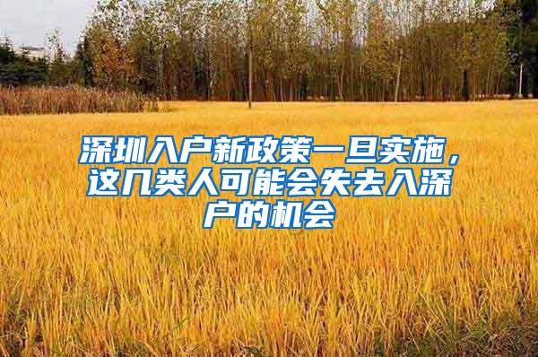 深圳入户新政策一旦实施，这几类人可能会失去入深户的机会