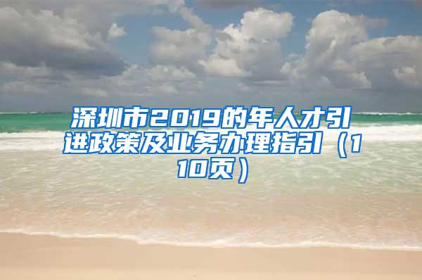 深圳市2019的年人才引进政策及业务办理指引（110页）