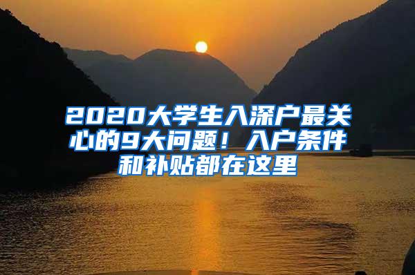 2020大学生入深户最关心的9大问题！入户条件和补贴都在这里