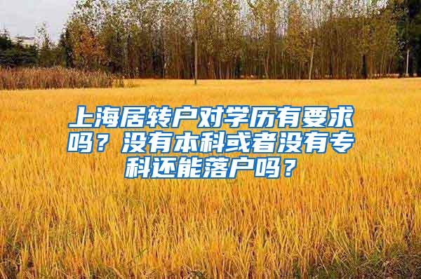 上海居转户对学历有要求吗？没有本科或者没有专科还能落户吗？