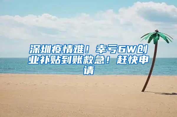 深圳疫情难！幸亏6W创业补贴到账救急！赶快申请