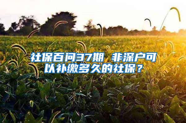 社保百问37期 非深户可以补缴多久的社保？