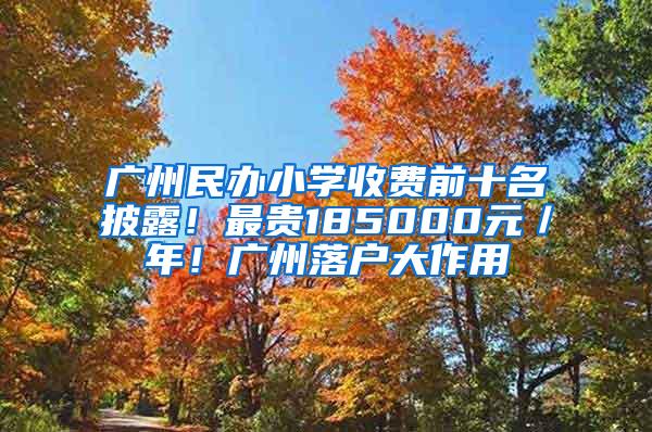 广州民办小学收费前十名披露！最贵185000元／年！广州落户大作用