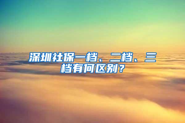 深圳社保一档、二档、三档有何区别？