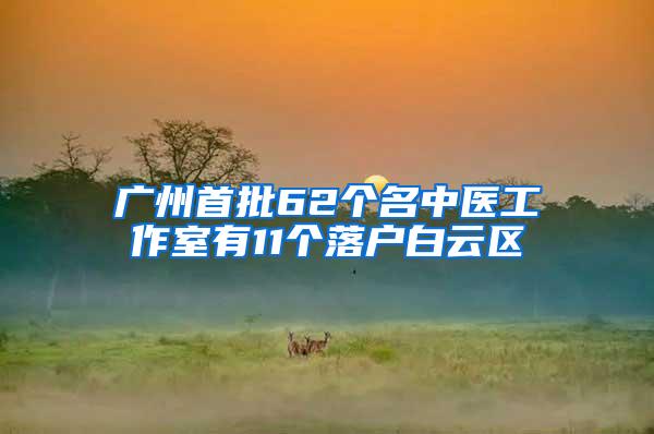 广州首批62个名中医工作室有11个落户白云区