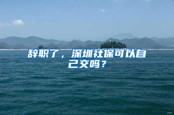 辞职了，深圳社保可以自己交吗？