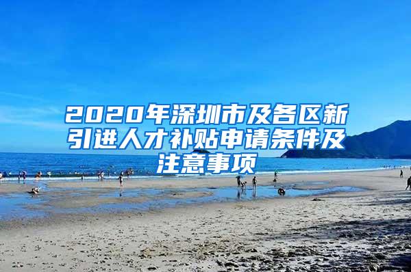 2020年深圳市及各区新引进人才补贴申请条件及注意事项