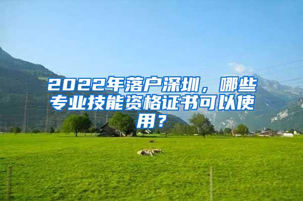 2022年落户深圳，哪些专业技能资格证书可以使用？