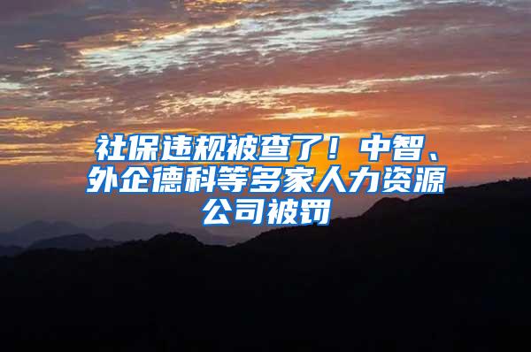 社保违规被查了！中智、外企德科等多家人力资源公司被罚